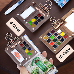 Mini Watercolor Paint Travel Set, Portable Pocket Size Water Color Painting Kit