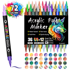 24/48/72 Colors Dual Tip Acrylic Paint Markers 12/24/36 Pack Art Markers Set Dra