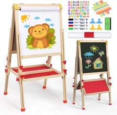 Art Easel for Kids Easel, Foldable Toddler Easel for Painting Double Sided White