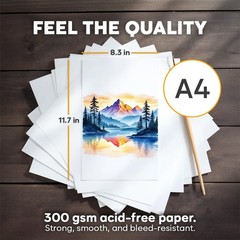 100% Cotton Watercolor Paper Pad A4 8.3×11.7 Inch 64 Sheets 140lb 300gsm Art