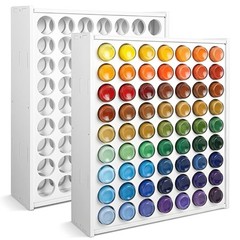 2 Pack Paint Organizer, 63 Holes Acrylic Paint Organizer Storage, Wall Mounted P