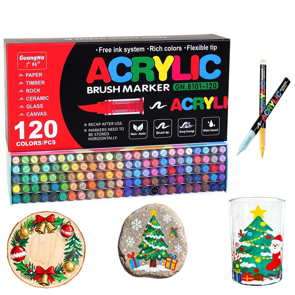 Acrylic Paint Markers 120 Vivid Colors Soft Head Odorless Art Craft YOUQIWJ Pens