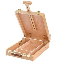 Wood Tabletop Easel Storage Box Beechwood Portable Sketchbox for Painting Adj…