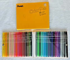 Vintage PENTEL Color Pens Fine Point Markers S360-36 – COMPLETE SET W/BOX