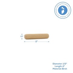 Wood Dowel Pins 2 inch x 1/2 inch Fluted, for Furniture & Crafts|Woodpeckers