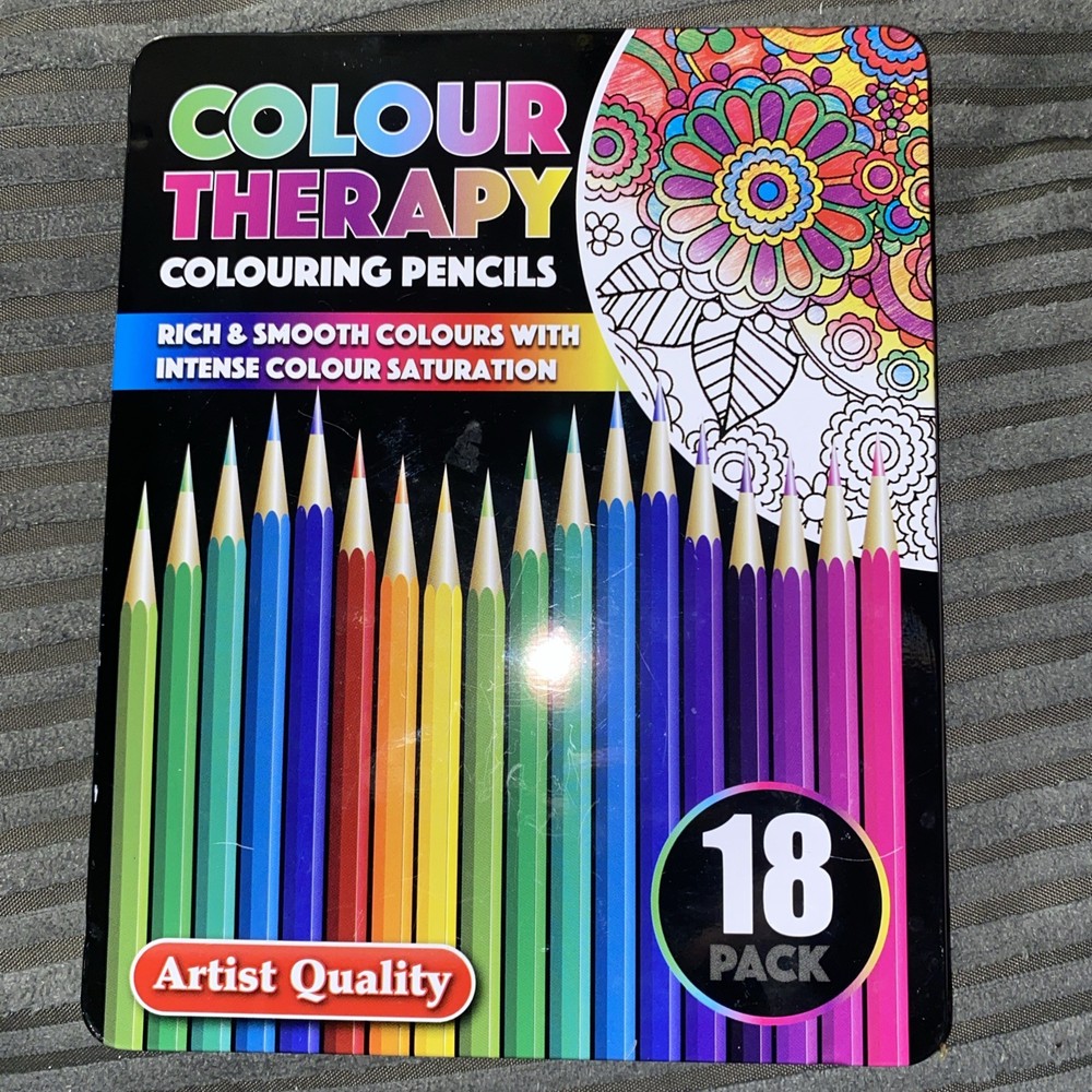 18 Colour Therapy Professional Artist Quality Colouring Pencils Tin Pack
