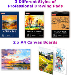 Art Set for Kids Teens Girls Boys Adult, 195-Pack Deluxe Artist Gift Box with 3