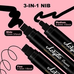 5 Pcs Black Jumbo Poster Marker,15mm Wide Tip Thick Acrylic Paint Pen Paint M…