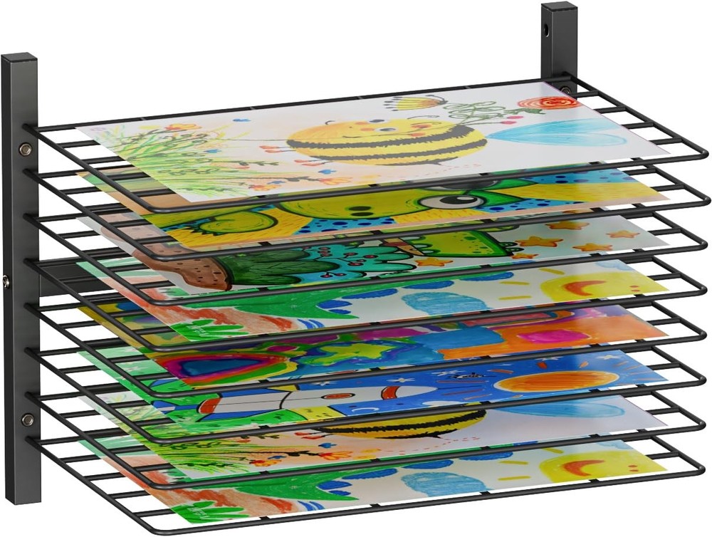 mocomax Wall Mount Art Drying Rack, 8 Removable Shelves Metal Paint Drying Ra…