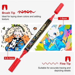 Betem Paint Markers Acrylic Pens, Dual 120 Count (Pack of 1), 48 Colors