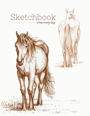 Sketchbook Draw Everyday: Horse Standing Cover, 120 pages Unlined White