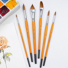 Sable Watercolor Brushes Kolinsky Varies (#2, #6, #10, #12, #8), Yellow