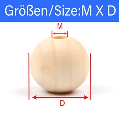 Wooden Balls ,Natural Round Untreated Plain Bead With Hole 25 30 35 40 50 60mm