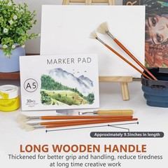 Set of 7 Natural Hog Hair Fan Brushes for Acrylic, Oil, Watercolor & Pottery Gla