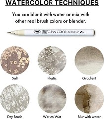 Kuretake Zig Clean Color Brush Marker, Flexible Tips, Watercolor Gray