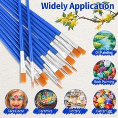 36 PCS Bulk Paint Brushes Flat Round Tip Nylon Hair For Oil Watercolor Art