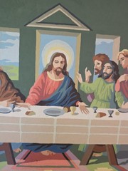 1960’s Paint By Number The Last Supper Religious Painting 35″x17.5″ Framed