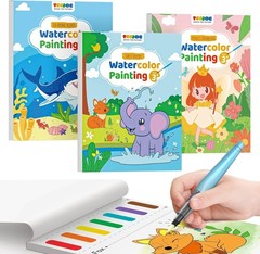 3 Pack Paint with Water Coloring Books for Toddlers, Mess Free Watercolor Pai…