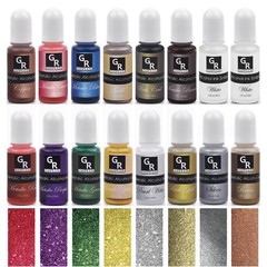 Metallic Alcohol Ink Set -16 Metallic Colors Alcohol Based Ink for Resin Art,…