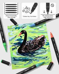 60 Colors Dual Tip Acrylic Paint Pens Markers, Brush and Fine Tip, Premium Paint