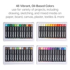 KINGART 48-Piece Oil Pastels Set, Soft 1 Count (Pack of 48), Multicolor