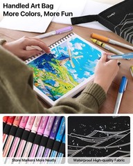 New JusArt 48 Colors Acrylic Paint Markers with Canvas Bag Water-Based No-Bleed