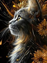 Black Cat Diamond Art Kits for Adults, 5D 11.8×15.7 inches, KM590-1