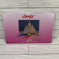 CONTE A PARIS Pastel Pencils – 24 Crayons Pastel Colors in Metal Tin Case