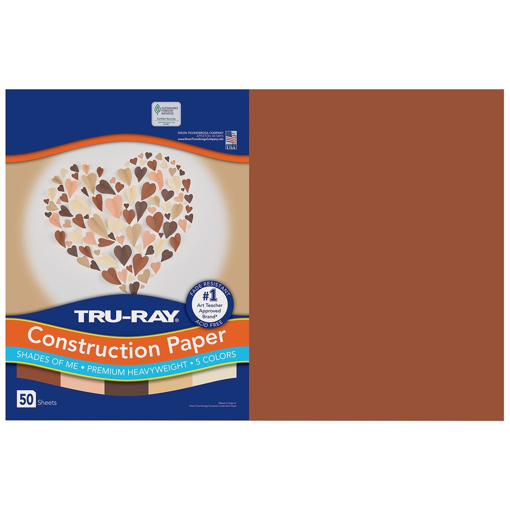 Construction Paper 5 Assorted Skin Tone Colors 12″x18″ 50 Sheets