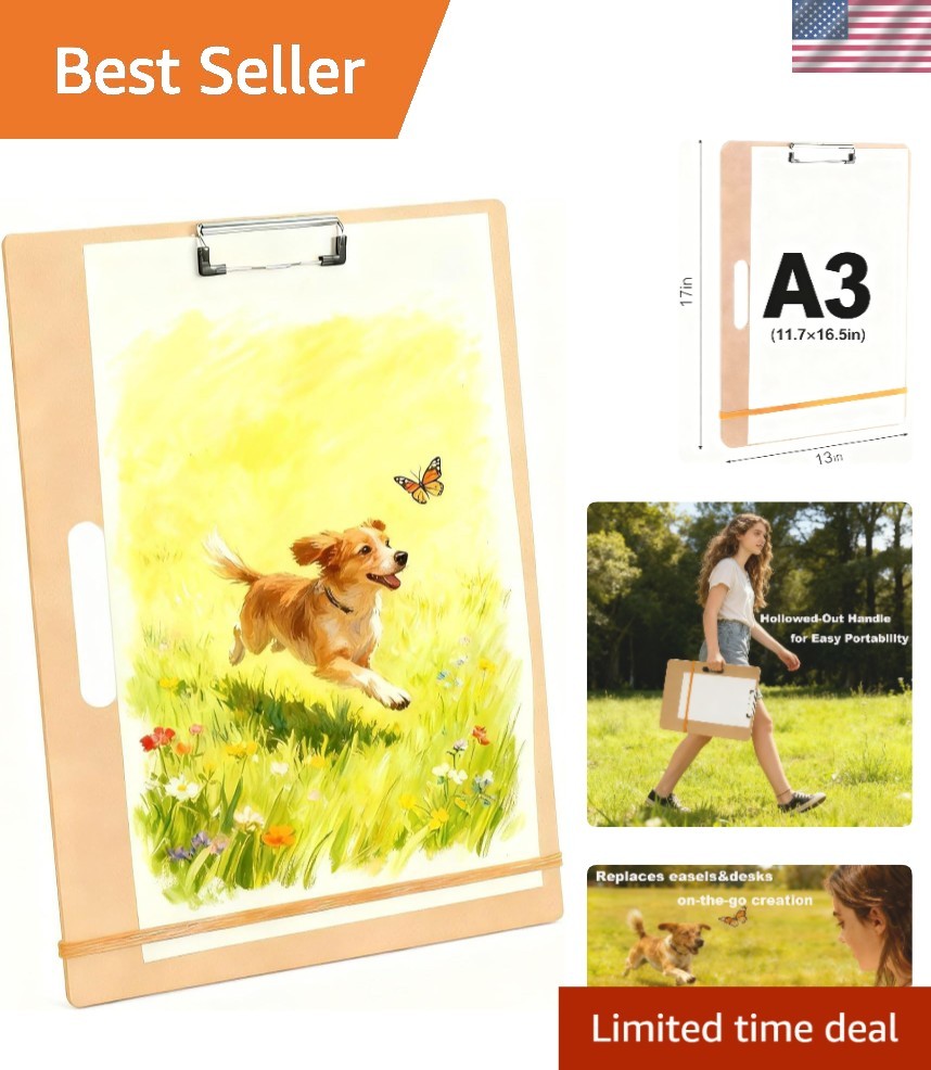 Lightweight 13×17 Inch Sketch Board with Secure Clips for Easy Transport