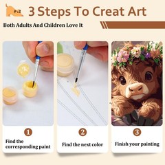 Cow Paint by Numbers Kit for Adults Beginners, Highland Cow Paint by Numbers,…