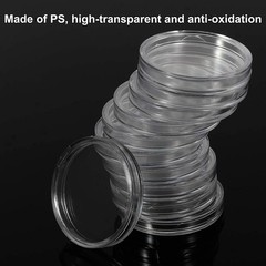 100PCS 30mm Silver Gold Coin Cases Capsules Holder Clear Plastic Round Storage