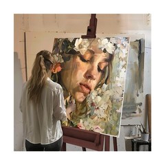 Falling in Art Extra Large H-Frame Studio Easel, Solid Beechwood Artist Easel…