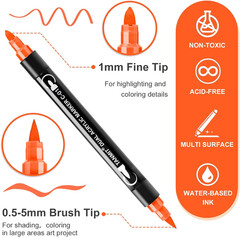 48 Colors Acrylic Paint Pens, Dual Tip Acrylic Paint Markers with Brush Tip and