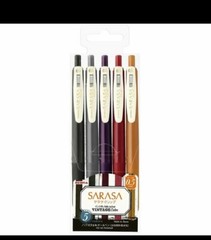 Zebra Gel Ball Pen SARASA JJ15-5C-VI2 0.5mm Vintage 5 Color Set Japan free ship