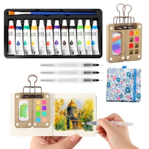 Mini Watercolor Paint Set, Portable Pocket Artist Water Color, Artist Palette