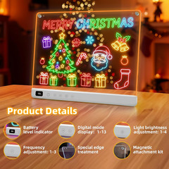 Led Drawing Board with 13 Light Effects, 16″ Rechargeable Glow Doodle LED Note B