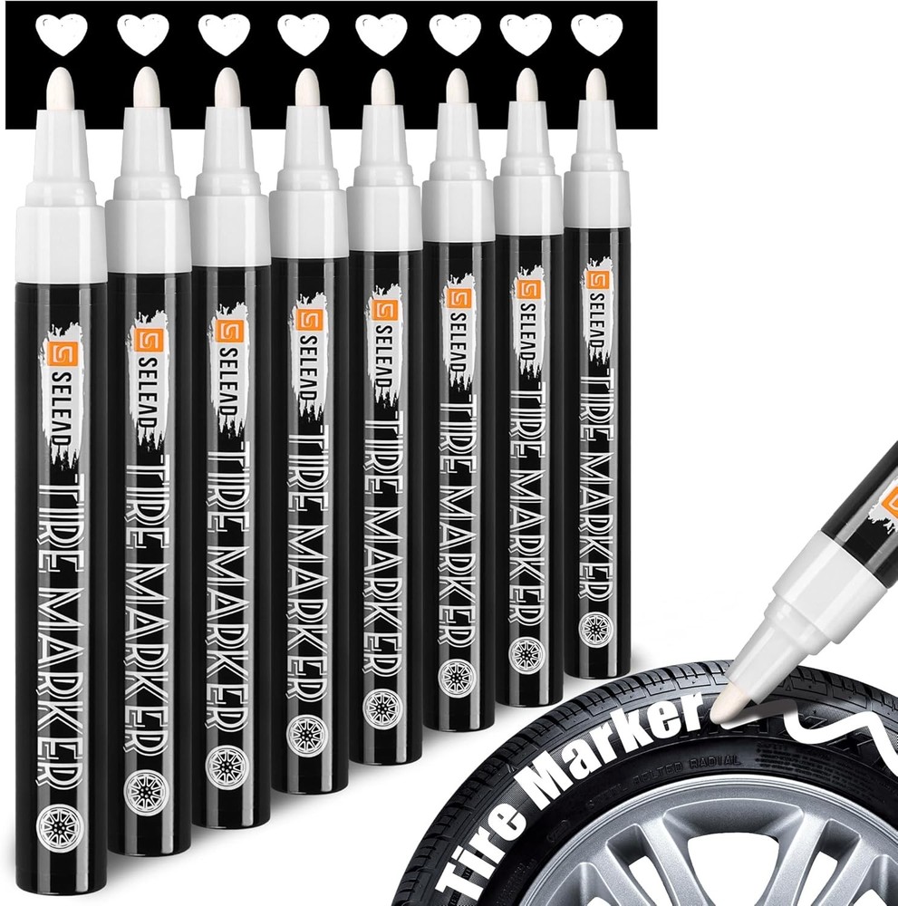 SELEAD Tire Marker White – 8 Pack Paint Pens for 1 Count (Pack of 8), 8white