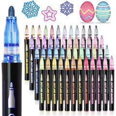 Glitter Markers Outline Pens Metallic: 48 Double Line Outline Markers,Self Ou…