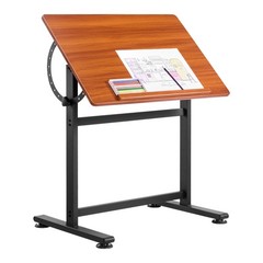 Uimoso Drafting Table Adjustable 0°–90° Tilt Wooden Drawing Desk with H-Frame