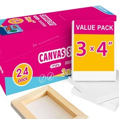 Mini Stretched Canvas – 3×4 Inch/24 Pack – 2/5 Inch Profile Small Square Canv…