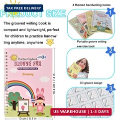 4 Pc Magic Grooved Practice Copybook,Reusable Letter Tracing Books,Handwriting P