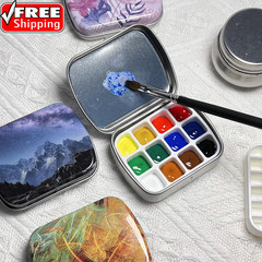 4Pcs Travel Paint Palette,12 and 24-Well Empty Mini Watercolor Palette Paint Sto