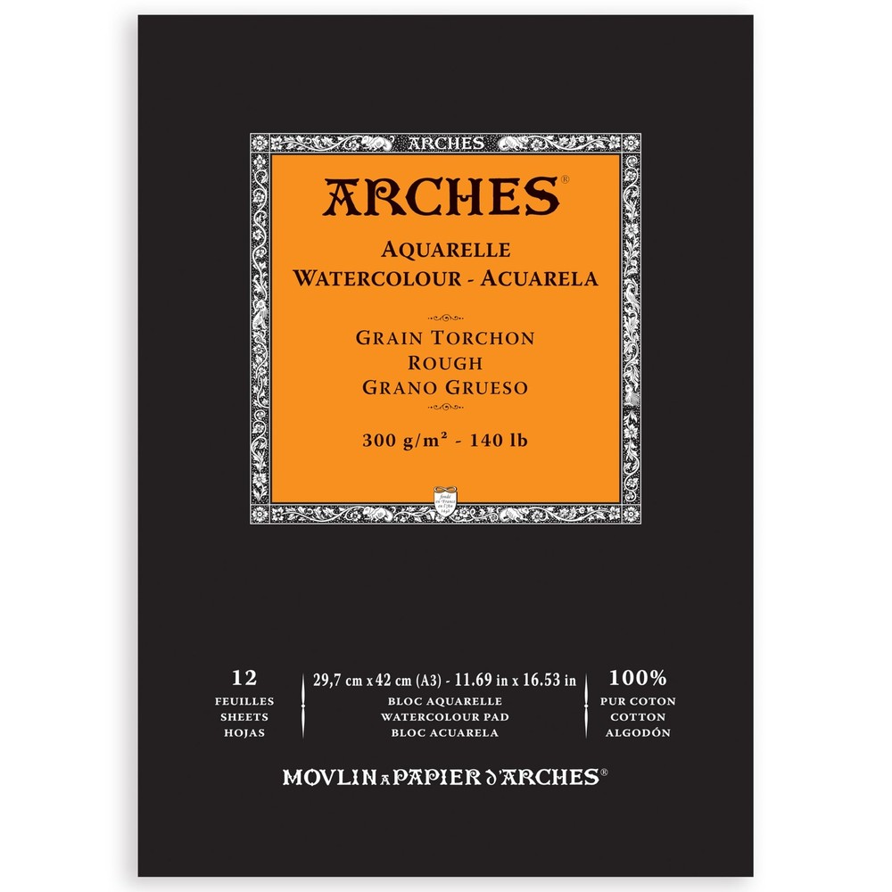 11.69×16.53 Inch Watercolor Pad 100% Cotton Paper 140 lb Rough 12 Sheet
