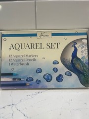 New Nassau Fine Art Set 12 Aquarel brushes, 12 Aquarel Pencils, 1 waterbrush