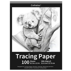 100 Sheets 8.5×11 Inch Tracing Paper 38lb 60gsm Vellum Art Trace Pad