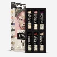 6 PCS Mini Oil Stick Set Dark Tones Portrait Colors Artist Sticks 12ml Paint