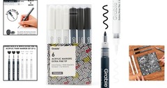 Ultimate 6 Pack Fine Tip Acrylic Markers – Perfect for Painting & Highlights