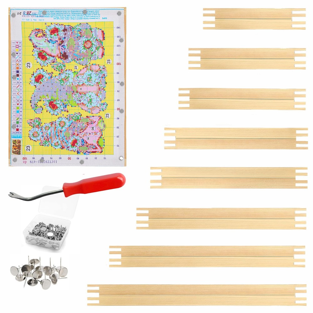 16 Pcs 8 Sets Stretcher Bars for Needlework 6 Sizes Wooden Canvas Stretcher B…