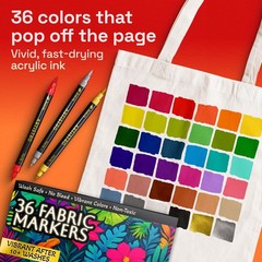 36 Fabric Markers for Clothes and Textiles – Permanent No-Bleed Fabric Decora…